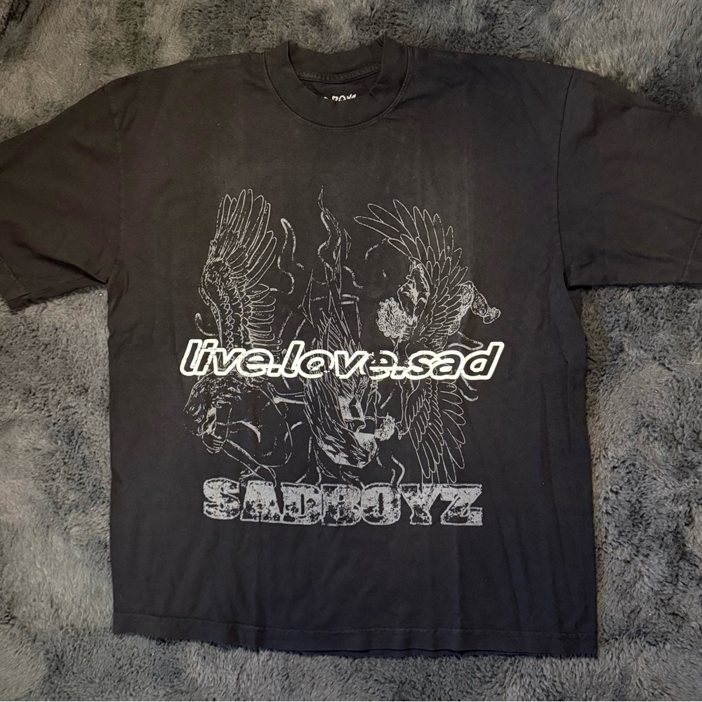 SAD BOYZ 'Live.Love.Sad' Graphic Tee - Black Size Large